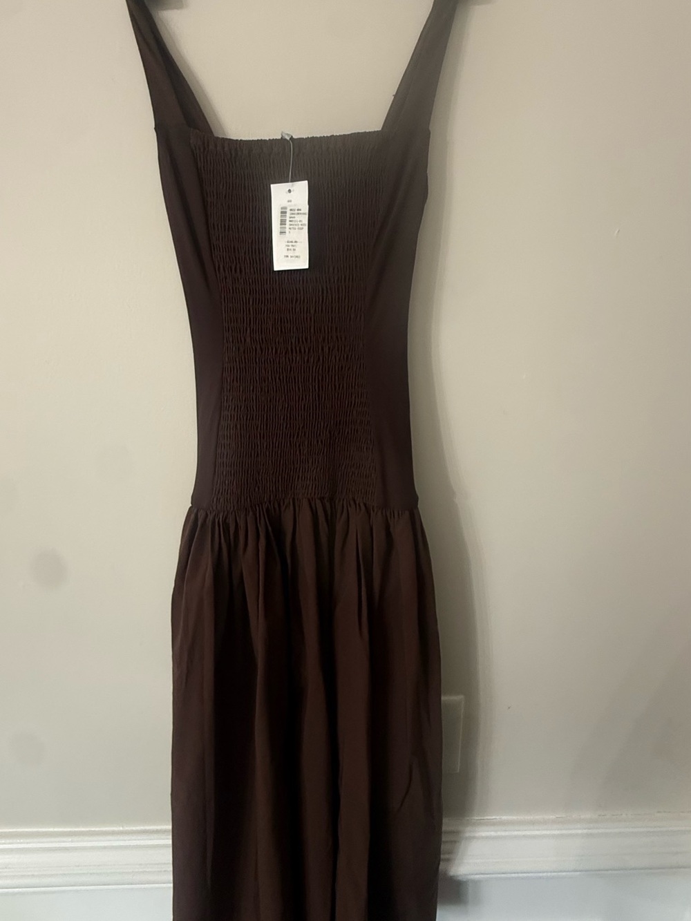 Dark Brown Smocked Maxi Dress - Picture 2 of 4
